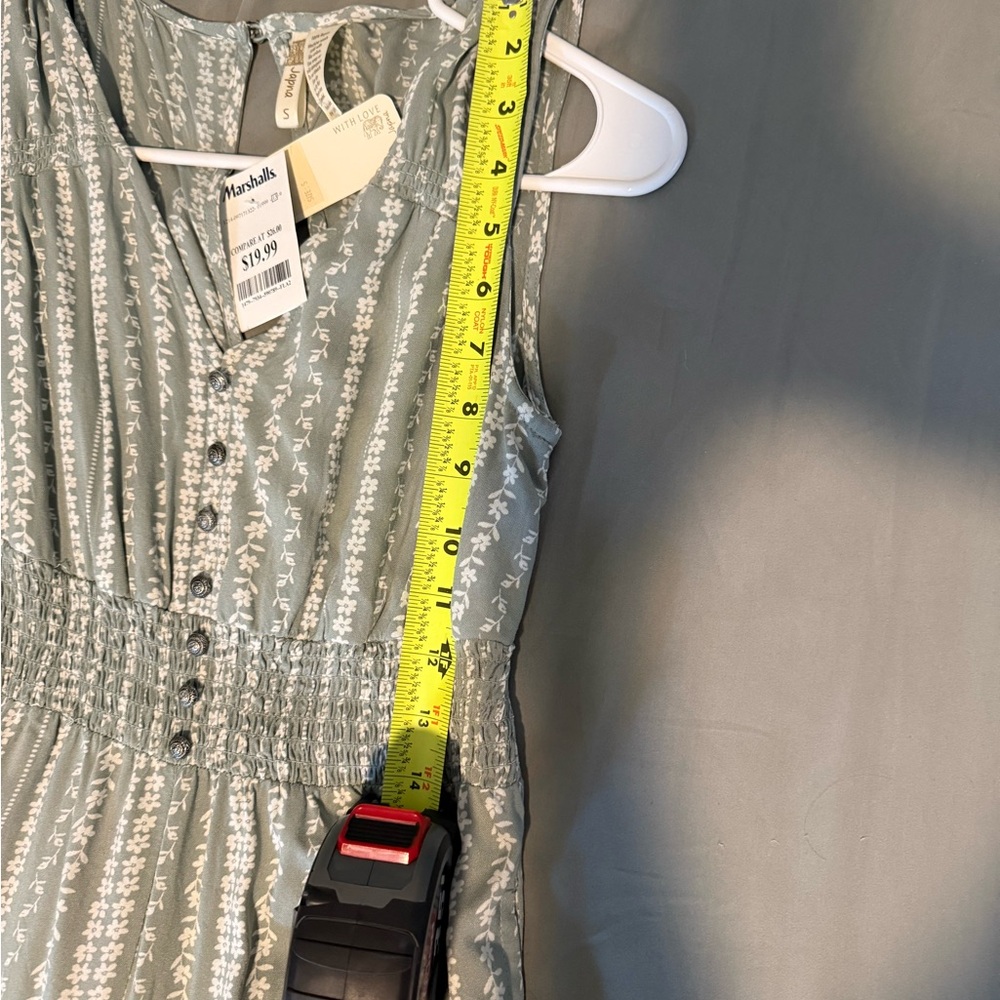 Japna Sage Green Patterned Sleeveless jumpsuit - Picture 6 of 9